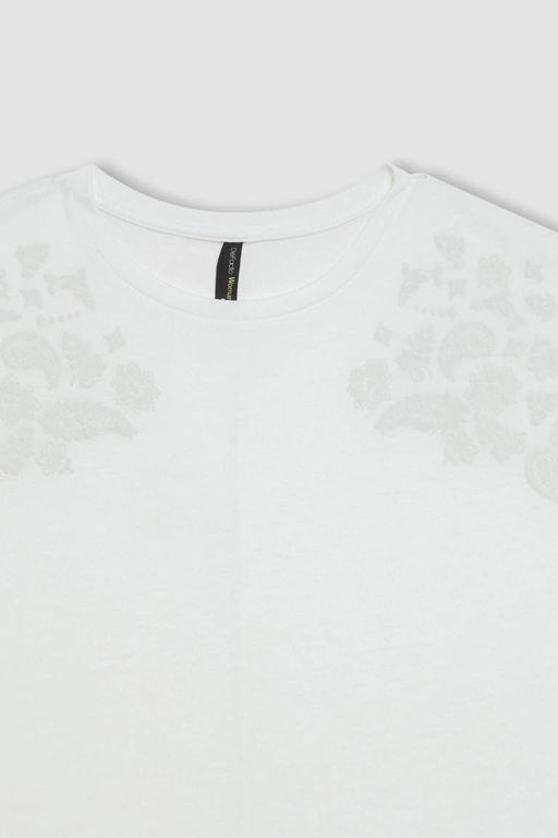 Футболка с коротким рукавом с круглым вырезом и принтом - Defacto фото 7