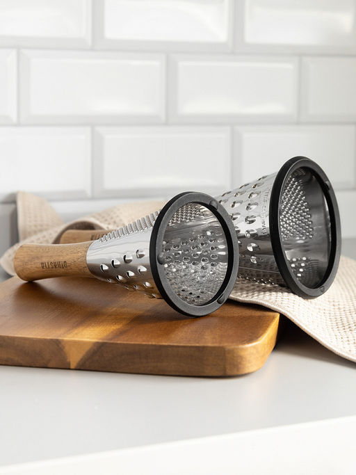 Терка круглая 11,3x24 черный дерево акации, нержавеющая сталь