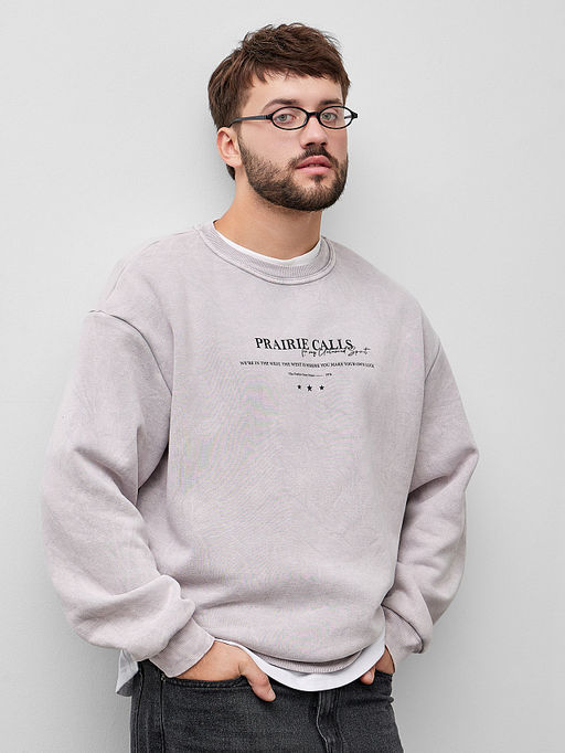 Свитшот мужской серый с надписью Prairie calls - Mark formelle фото 7