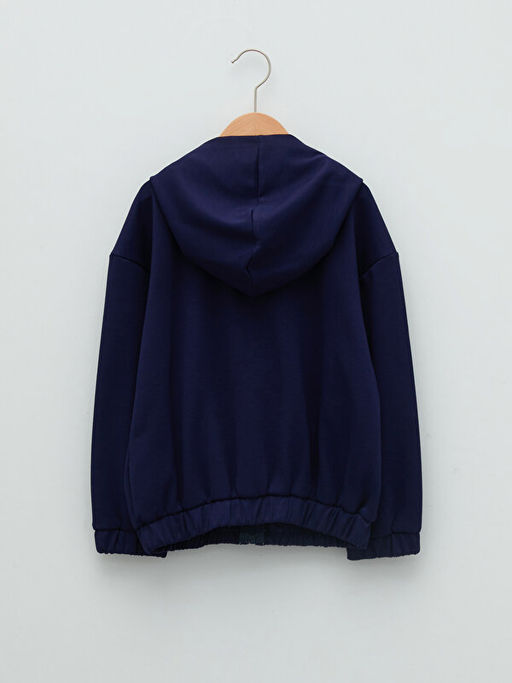 Kap??onlu Slogan Bask?l? Uzun Kollu K?z ?ocuk Fermuarl? Sweatshirt - Waikiki фото 2