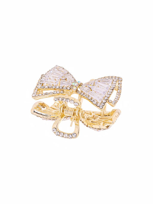 Цена за 6 шт. Крабик для волос «Дороти», бант двойной, 4 см, золото