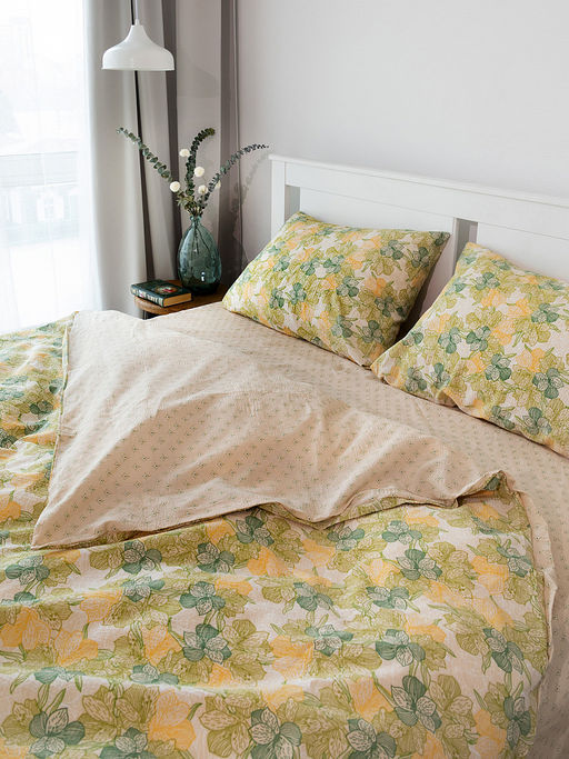 Комплект постельного белья 1,5-спальный зелёный бязь