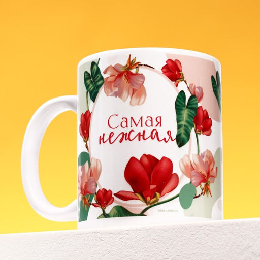 Подарочный набор С 8 Марта: чайное ассорти (5 вкусов x 4 шт.), кружка 300 мл.