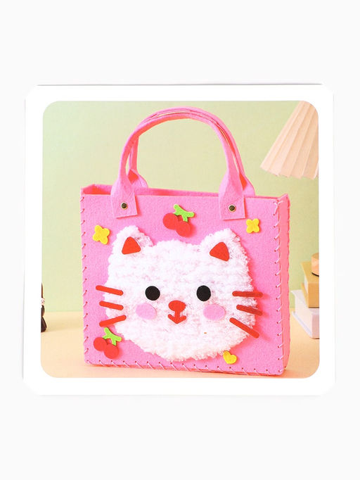 Набор для создания сумки из фетра "Кошечка", цвет розовый