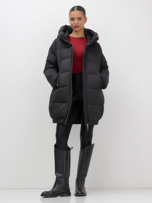 Куртка женская зимняя на резинке большого размера черного цвета 7619Ch - Visdeer фото 3