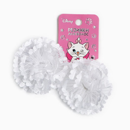 Бант для волос на резинке, белый, 2 штуки, 7 см, Коты аристократы