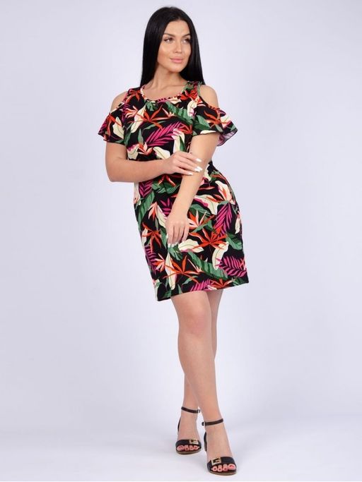 Платье Волан малина, трикотаж  фото 3