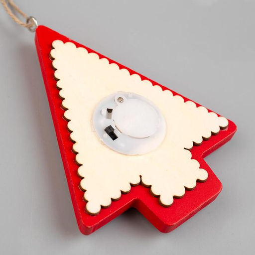 Ёлочная игрушка Ёлка с Дедом Морозом и машиной, 12.5х9.5х1.5 см, от батареек, свечение тёплое белое - Luazon lighting фото 3