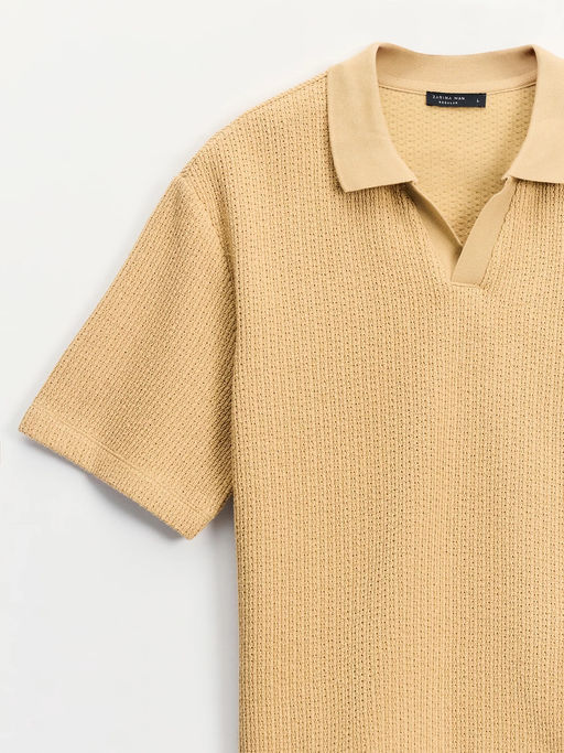 Футболка поло из фактурного хлопка / Zarina  фото 10