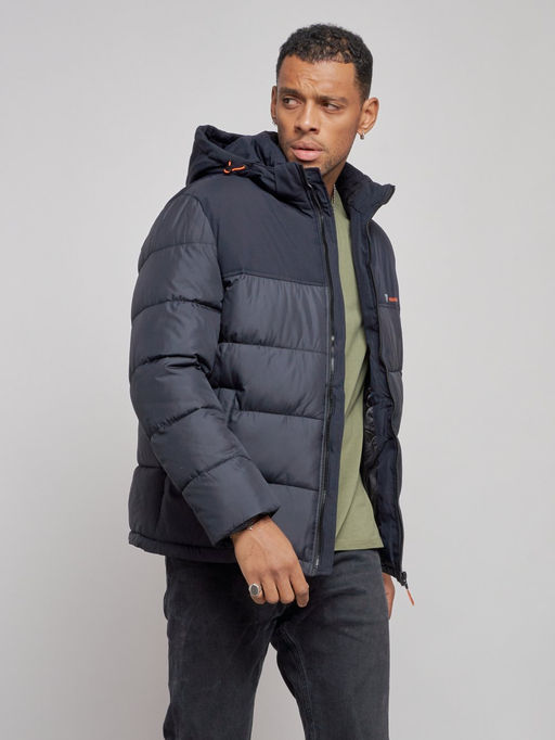 Куртка мужская зимняя с капюшоном спортивная великан темно-синего цвета 8377TS - Wonderrman фото 8