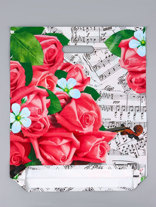 Цена за 25 шт. Пакет подарочный Гармония, полиэтиленовый с вырубной ручкой 38?45 см, 60 мкм