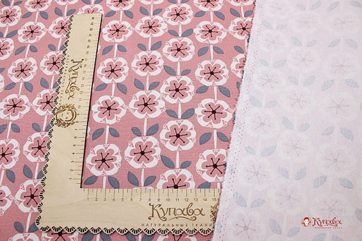 Интерьерный хлопок Цветочная графика цв.пыльная роза, ш.1.5м, хлопок-100%, 250гр/м.кв - Купава фото 4