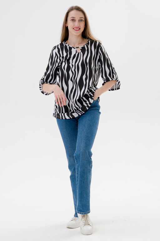 Туника женская из кулирки Полина зебра макси - Амадэль фото 2