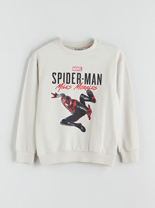 Bisiklet Yaka Spider-Man Bask?l? Erkek ?ocuk Sweatshirt
