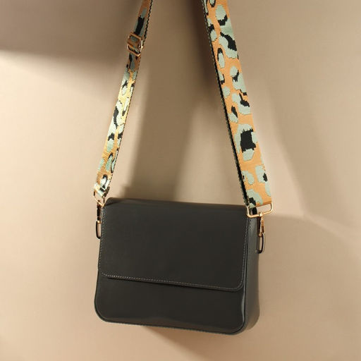 Ручка для сумки Орнамент леопард, стропа, с карабинами, 139 3 3,8 см, цвет голубой - Арт узор фото 5