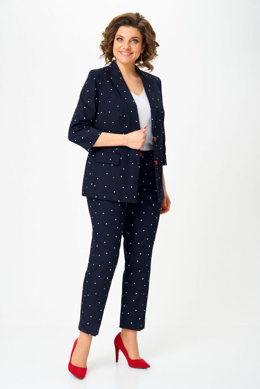 Костюм БелЭльСтиль 412/586 темно-синий, горох  фото 3