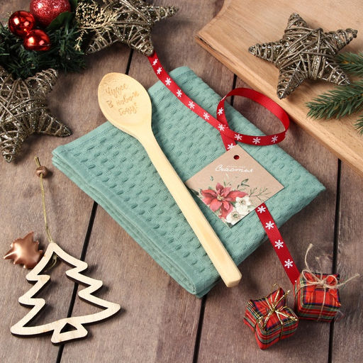 Новогодний подарочный набор Доляна. Чудес в новом году: хаки полотенце 35?60 см, хлопок 100%, вафля 220 г/м?