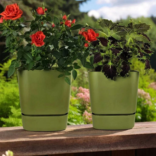 Горшок для цветов пластмассовый "Квадрат-Гранд," 2,7л, 15х15х15см, с поддоном, папоротник (Россия)