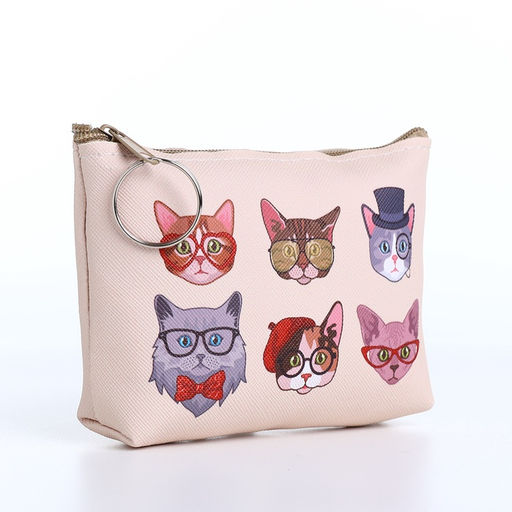 Цена за 2 шт. Кошелёк «Коты», монетница, на молнии, МИКС