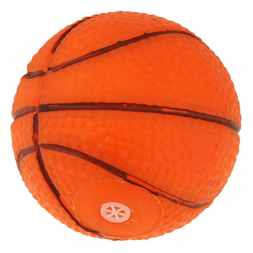 Игрушка для собаки "Мяч баскетбол" д6,5см, с пищалкой, ПВХ, коричнево-оранжевый, "Пэт тойс (Pet toys)" (Китай)
