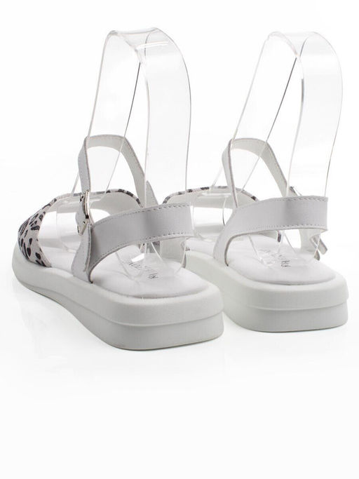 08-PEXL225-1 WHITE/LEOPARD Босоножки женские (натуральная кожа, натуральная замша)