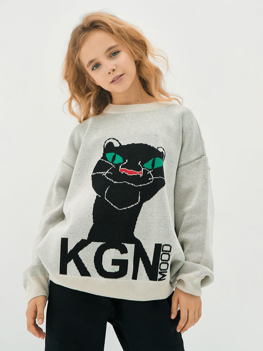 Серый вязаный джемпер для девочки - Kogankids фото 4