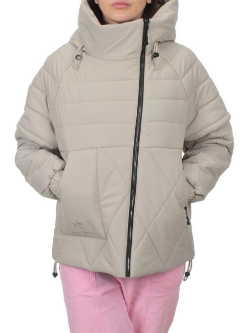 270 GRAY/BEIGE Куртка зимняя облегченная женская (верблюжья шерсть) - Фабричный китай фото 3