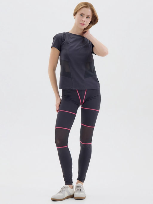 Футболка спортивная с сеткой женская MINAKU, чёрная, размер 44