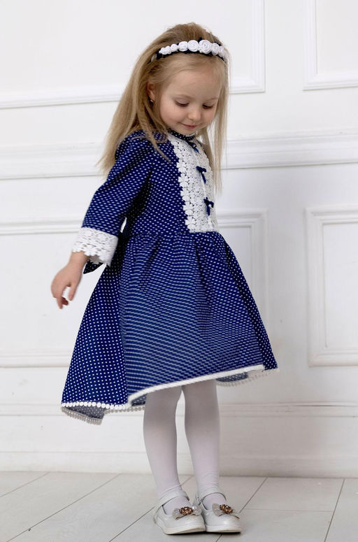Платье МТ-422 горошек на синем