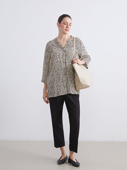 F?rf?rl? V Yaka Dalma?ya Desenli Bluz