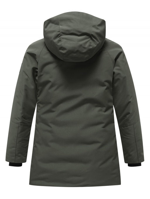 Парка зимняя подростковая для мальчика с капюшоном цвета хаки 9533Kh - Valianly фото 9