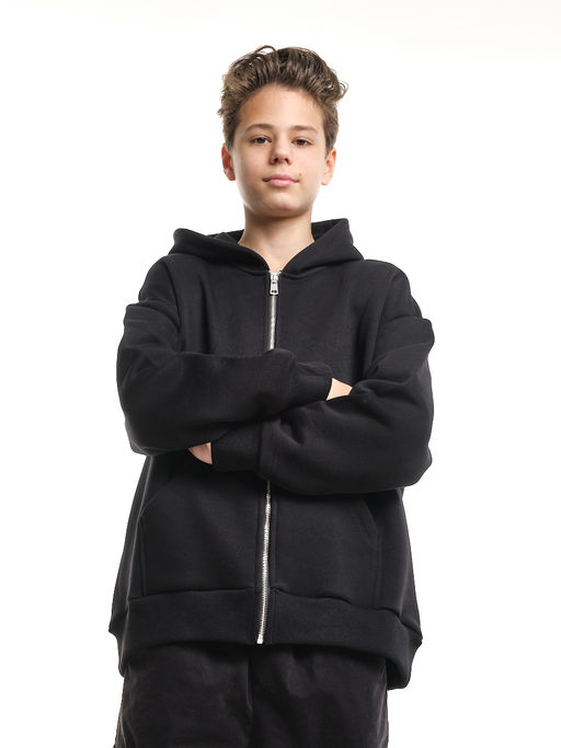 Зипка толстовка для мальчика с шевроном 22-0430 черный