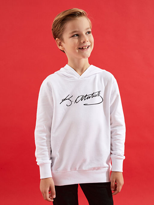 Atat?rk ?mza Bask?l? Erkek ?ocuk Sweatshirt