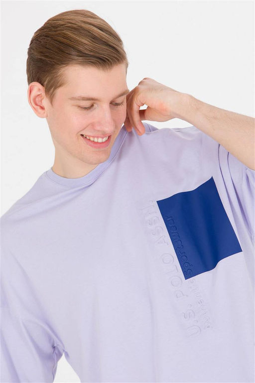 U. S. Polo Assn Мужская сиреневая футболка оверсайз с круглым вырезом - U.s. polo assn фото 7