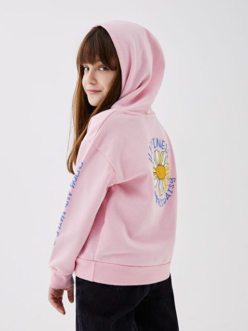 Kap??onlu Bask?l? Uzun Kollu K?z ?ocuk Sweatshirt - Waikiki фото 2
