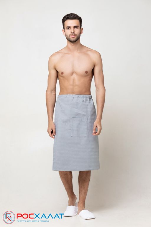 Мужской вафельный килт на липучке серый В-10 (20)