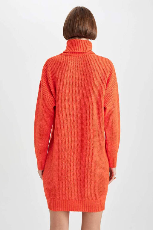 Платье из ткани Салоники с водолазкой свободного кроя - Defacto фото 7