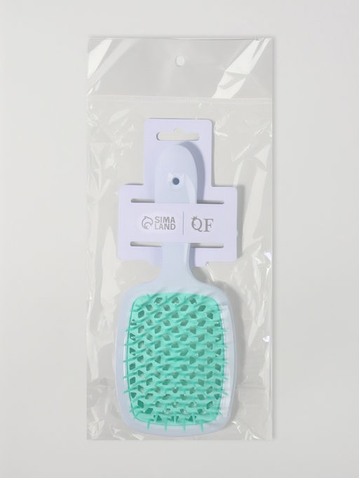 Расчёска массажная, широкая, вентилируемая, 8.5×20.5 см, белая, бирюзовая