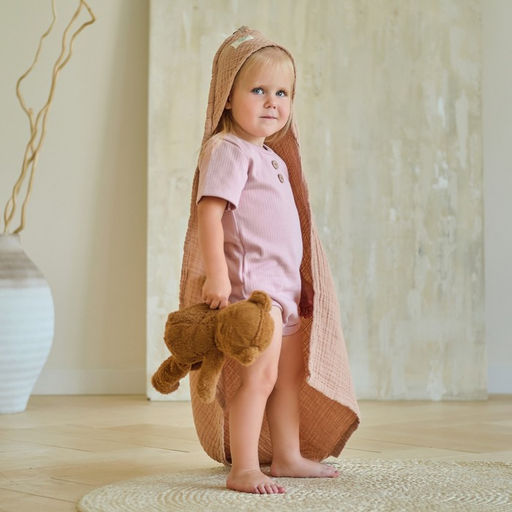 Полотенце уголок муслиновое Крошка Я, 75х75 см, цвет пудровый, 100% хлопок, 3-сл, 180 гр/м2  фото 6