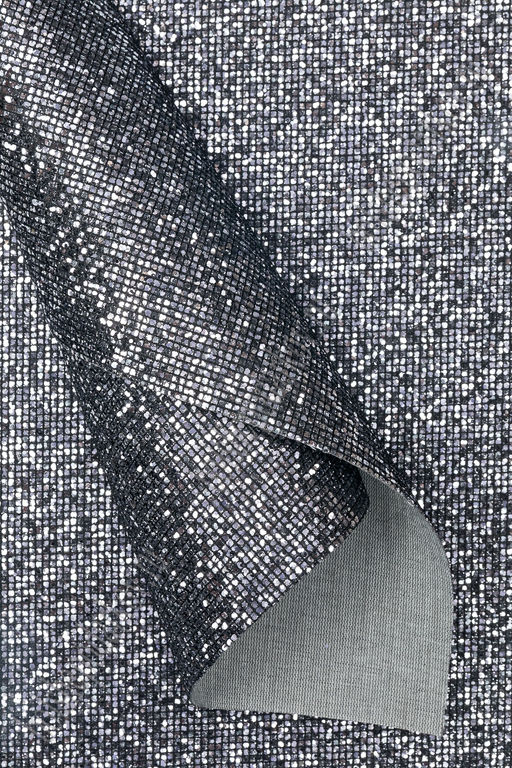 Кожзам с блестками "Квадратики" А4 (5 листов) SF-5978, темное серебро №2