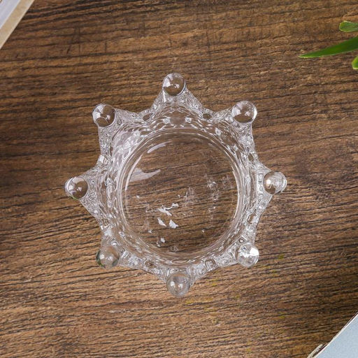 Цена за 2 шт. Стеклянный подсвечник на 1 свечу «Корона», прозрачный, 5×7×7 см