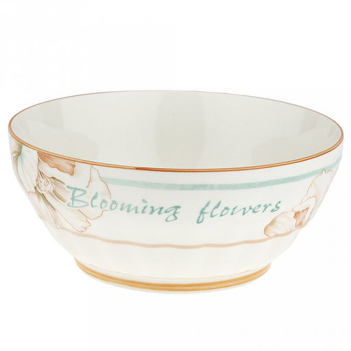 "Блуминг флауэрс (Blooming flowers)" Салатник фарфоровый 1,7л, д20,4х8,8см, с деколью, отводка (Китай)