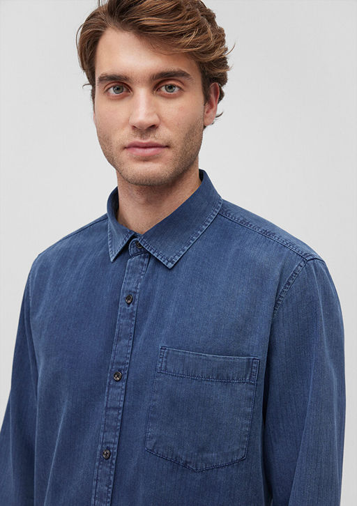 Lacivert Denim Gomlek - Mavi фото 5