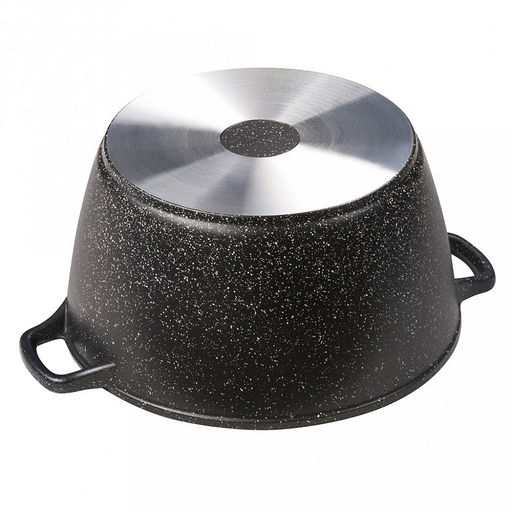 Кастрюля с антипригарным покрытием 5л, д26см "Гранит", h13см, s0,4см, литые ручки, стеклянная крышка с пароотводом, подарочная упаковка (Россия)