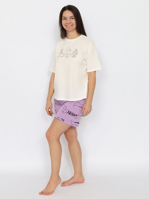 CRB wear / CSXW 50034-21 Пижама женская (футболка, шорты),экрю/Ex.Cherubino