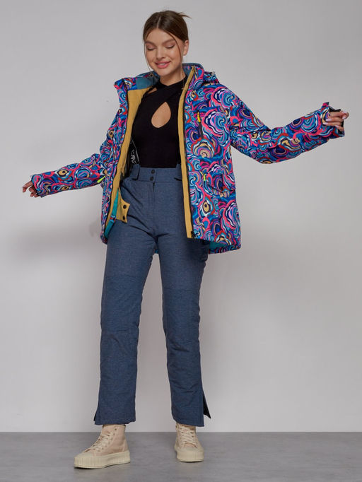 Горнолыжная куртка женская зимняя синего цвета 2302-2S - Mtforce фото 7