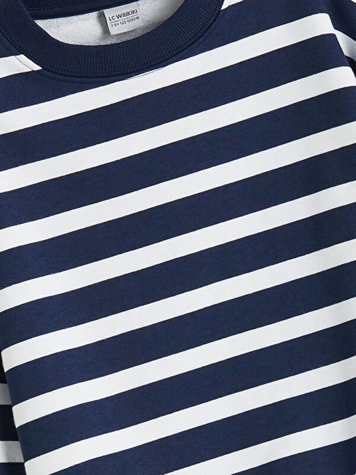 Bisiklet Yaka ?izgili K?z ?ocuk Sweatshirt