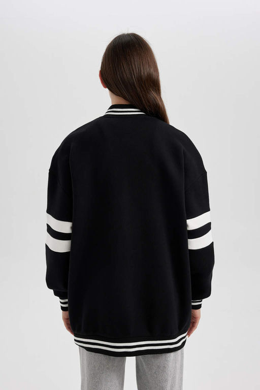 Кардиган-бомбер с вышитым воротником и мягким ворсом внутри - Defacto фото 5