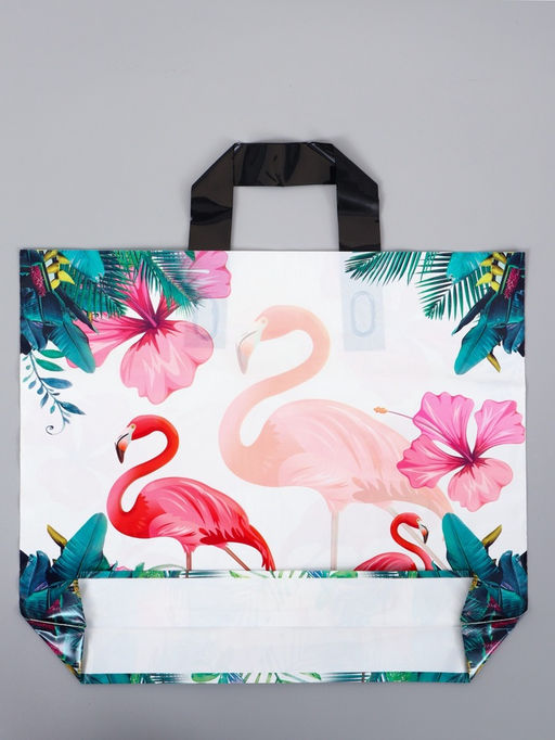Цена за 50 шт. Пакет с петлевой ручкой "Фламинго" светлый 35 х 30 х 8, см, 60 мкм