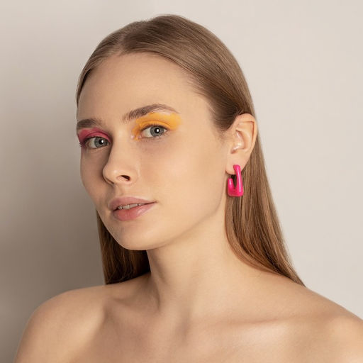 Серьги акрил Тренд рамка, цвет ярко-малиновый - Queen fair фото 2